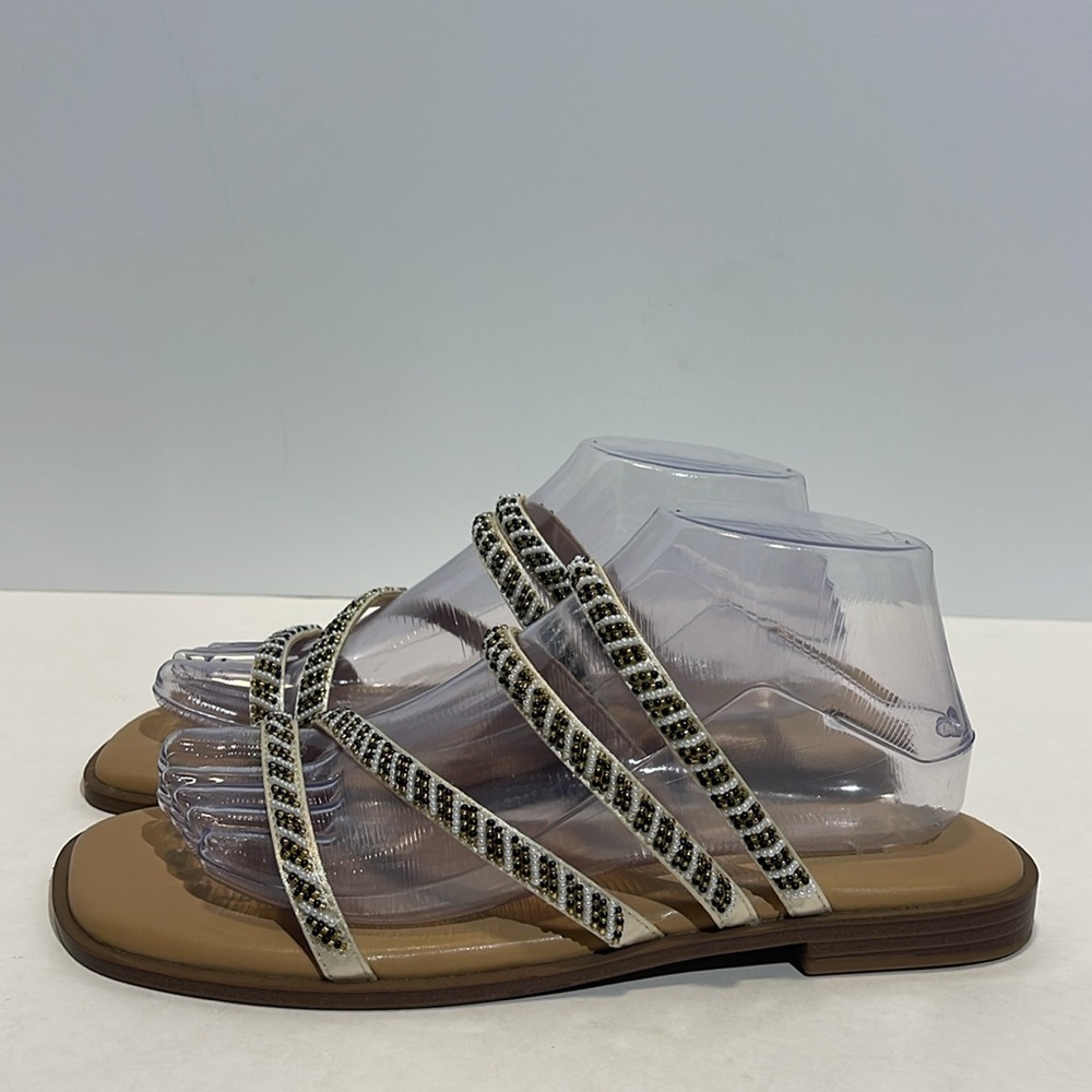 NWOT Haute Hippie Vivid Beaded Strappy Slip On Slide Sandals Women’s Size 8.5 M